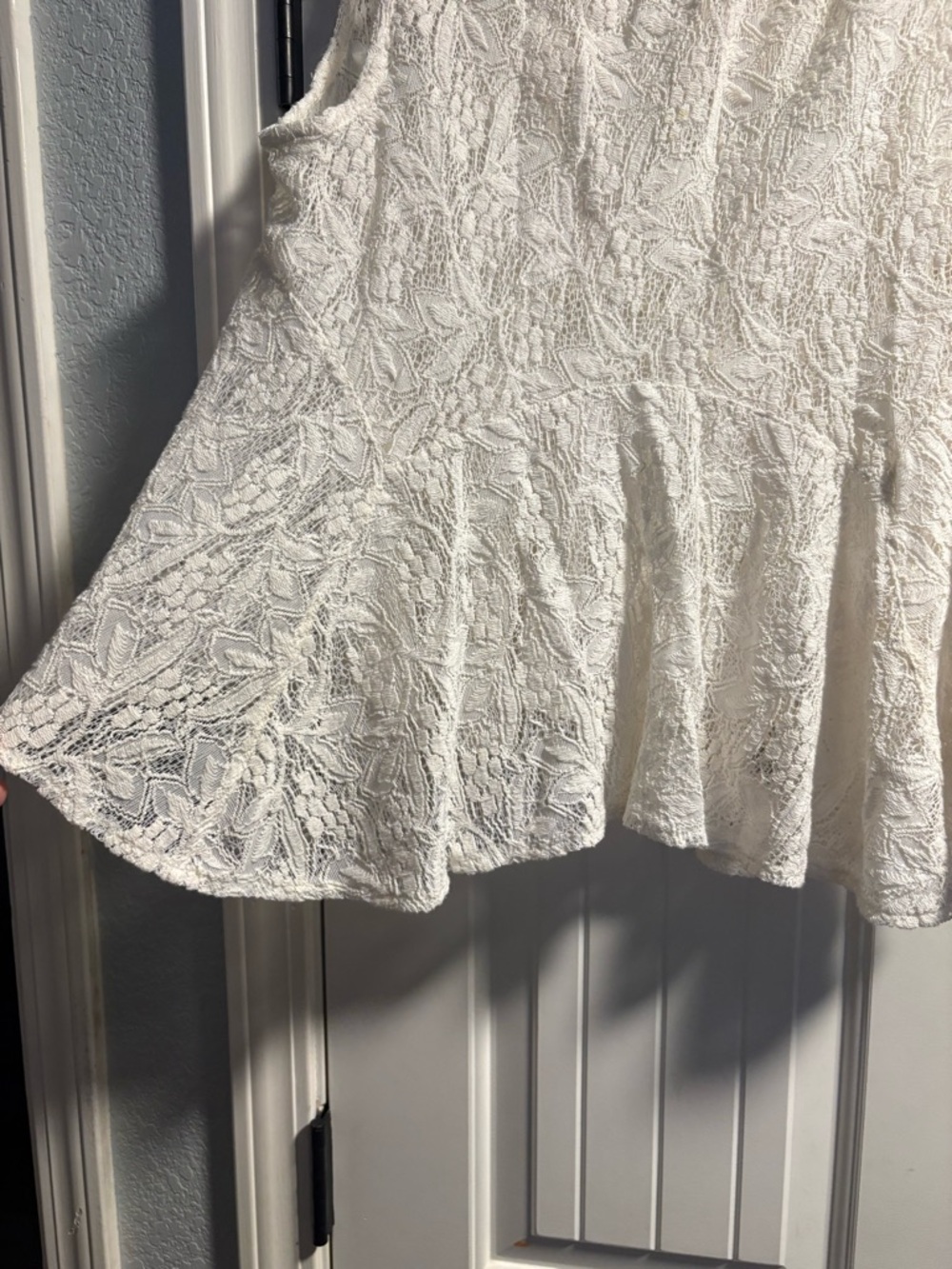 Free People Maisie Ivory Cream Lace Peplum Tank Top Womens Large Ivory Boho - Picture 4 of 6